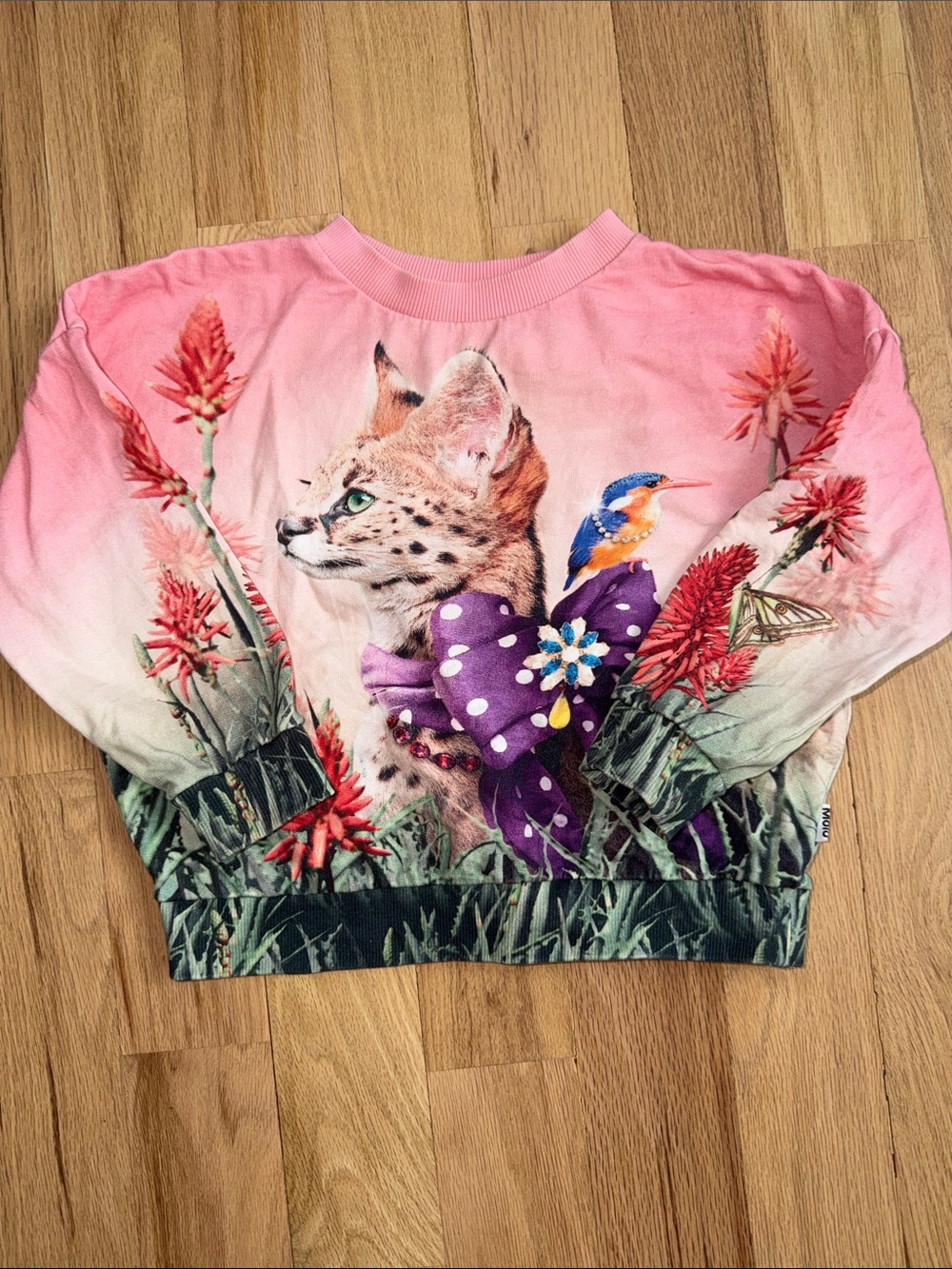 Molo Maxi Fancy Cat Organic Cotton Crewneck Sweatshirt girls sz EUR 110/ US 5